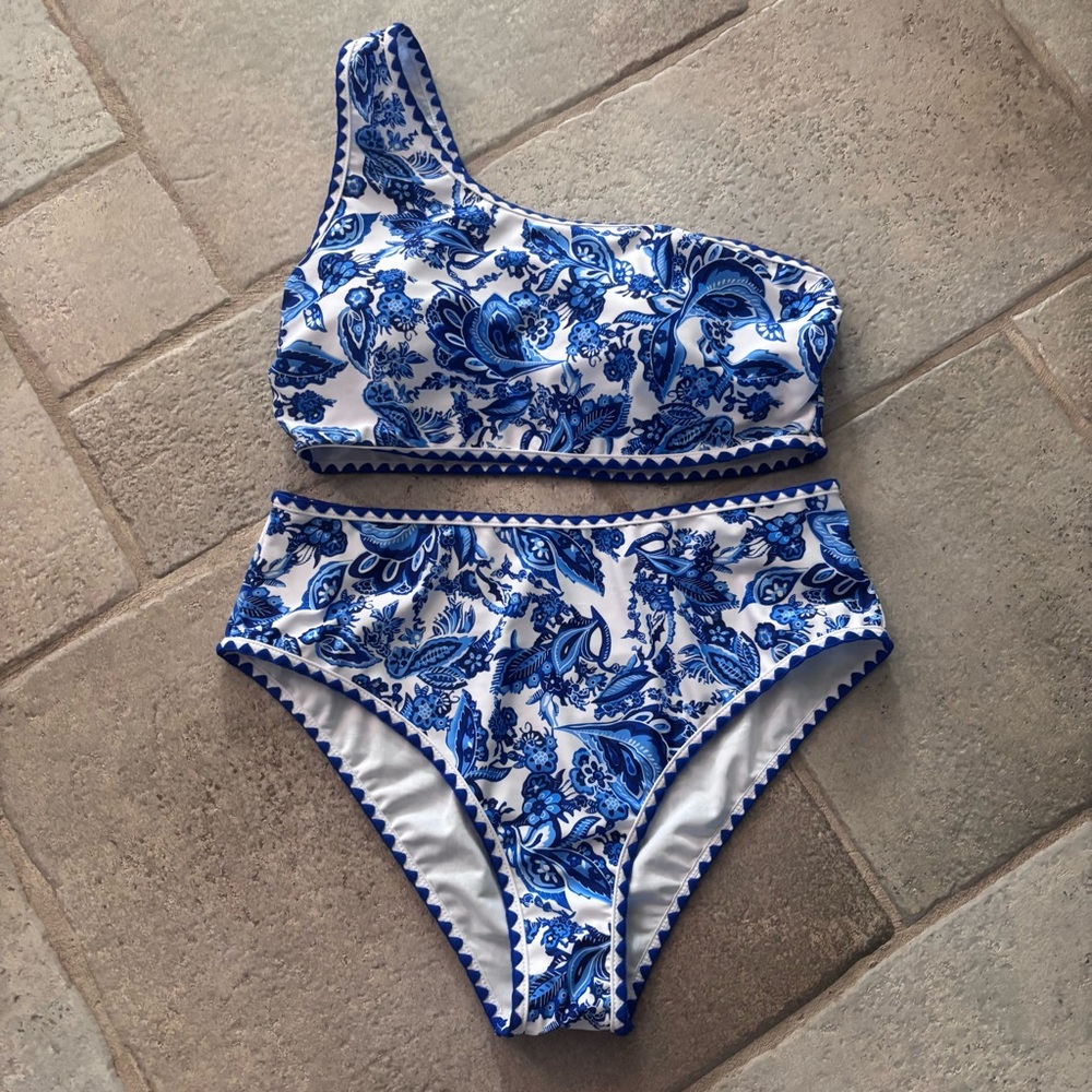 SHENHE One Shoulder Floral 2 Piece High Cut Bikini Set Swimwear Women’s XL